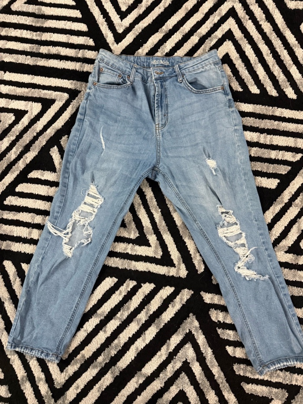 wild fable Light Blue Distressed Boyfriend Jeans